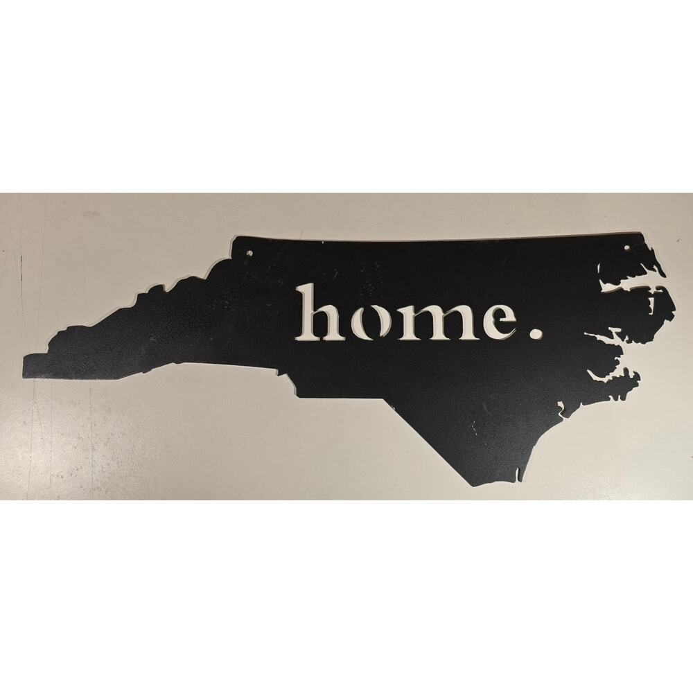 North Carolina Home Metal Wall Art Sign Black State Shape 23x9 Decor
